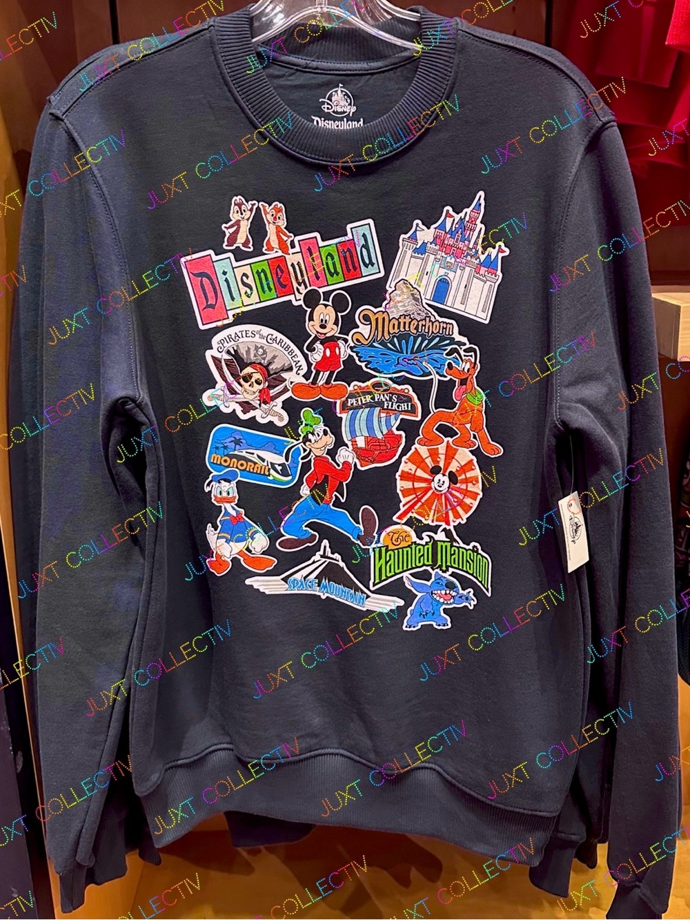 Disneyland Attractions Logo Mickey and Friends Pullover Crewneck Sweatshirt